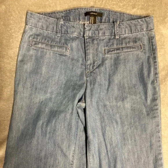 NWOT Forever 21 Wide Leg Boho Denim Pants - Picture 2 of 8